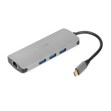 iBox IUH3RJ4K notebook dock / port replicator USB 3.2 Gen 1 (3.1 Gen 1) Type-C Power Delivery 100W Silver