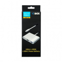 iBox IUH3CFT1 nešiojamojo kompiuterio dokas / prievadų replikatorius USB 3.2 Gen 1 (3.1 Gen 1) Type-C Silver