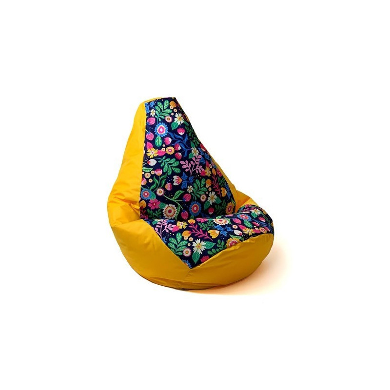 Sako bag pouffe Pear print yellow-flower XXL 140 x 100 cm