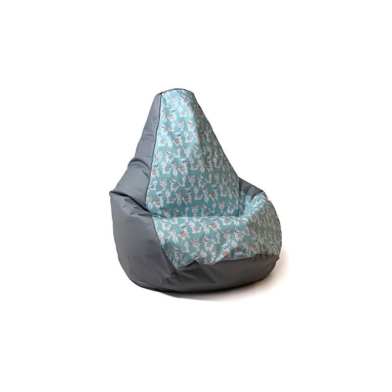 Sako bag pouffe Pear print grey-lama L 105 x 80 cm