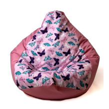 Sako bag pouffe Pear print dark pink-butterfly XL 130 x 90 cm