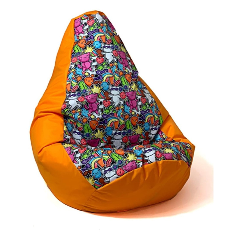 Sako bag pouffe pear print orange-fairy2 XL 130 x 90 cm