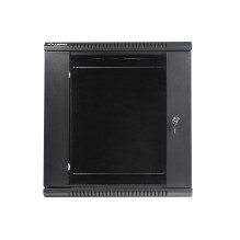 Lanberg wall-mounted installation rack cabinet 19'' 12U 600x450mm black (glass door)