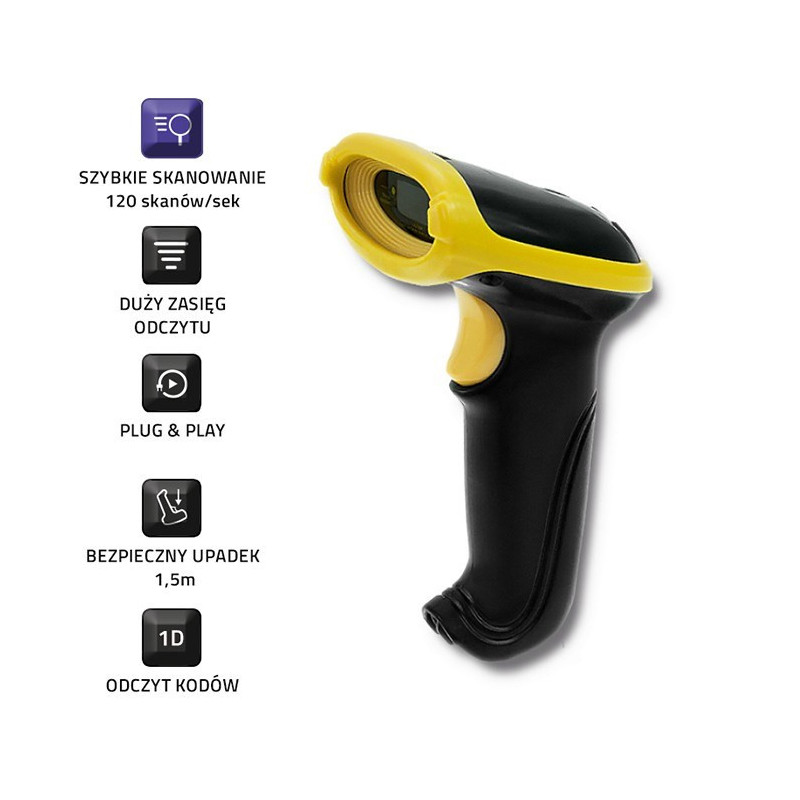 Qoltec 50862 Wireless Laser Barcode Scanner 1D , 2.4GHz