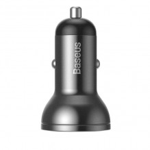 Baseus car charger with display, 2x USB, 4.8A, 24W (gray)