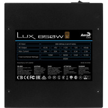 Aerocool LUX850 kompiuterio maitinimo šaltinis 850W 80 Plus bronzos 230V 88% efektyvumas juodas