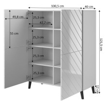 Lentynos ABETO 100,5 x 40 x 121,5 cm balta / blizgi balta