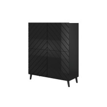 Shelving unit ABETO 100.5 x 40 x 121.5 cm black / gloss black