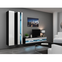 Cama Shelf unit VIGO NEW 180 / 40 / 30 black / white gloss