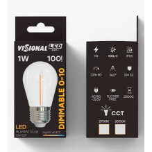 iLike Visional LED spuldze E27 1W 2700K 100lm WW DIMMABLE 1-10 Filament