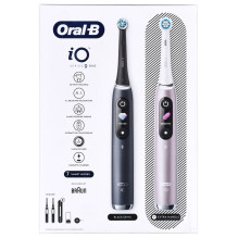 Braun Oral-B iO 9N elektrinis dantų šepetėlių rinkinys DUO BLACK ONYX &amp; ROSE QUARTZ