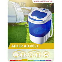 Adler AD 8051 skalbimo mašina Iš viršaus 3 kg Mėlyna, Balta