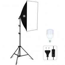 Studijos komplektas Puluz softbox 50x70cm, trikojis, LED lemputė 1 vnt PU5070EU