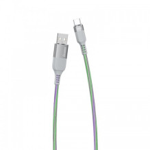 USB Kabelis Dudao &quot;L9XT Flowing Light&quot; pilkas &quot;Type-C&quot; 100cm (šviečiantis laidas)