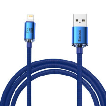USB Kabelis Baseus &quot;Crystal Shine&quot; mėlynas &quot;Lightning&quot; 200cm