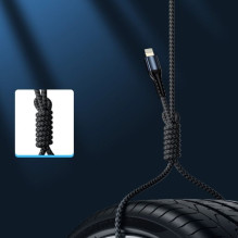 USB Kabelis Joyroom &quot;N10&quot; pilkas &quot;Lightning&quot; (Komplekte 3vnt: 25cm / 120cm / 200cm)