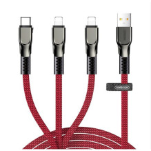 USB Kabelis Joyroom &quot;3in1&quot; raudonas 130cm (iki 3.5A / 480 mbps)