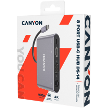 CANYON šakotuvas DS-14 8in1 4k USB-C Tamsiai pilka
