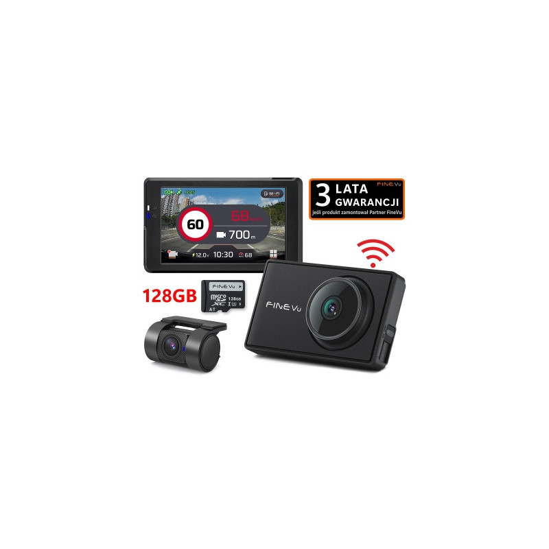 Finevu gx7000 wifi vaizdo registratorius - qhd+fhd registratorius gps radarai, 128gb kortelė