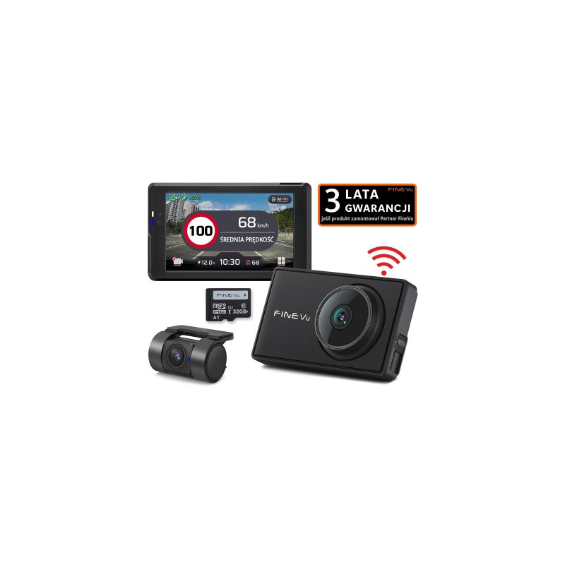 Finevu gx7000 wifi vaizdo registratorius - qhd+fhd registratorius gps radarai, 32gb kortelė