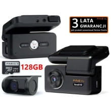 Wideorejestrator finevu gx300 qhd+fhd wifi gps fotoradary, karta 128 gb