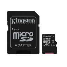 Atminties korta Kingston Canvas Select Plus MicroSD 64GB (class10 UHS-I 100MB / S) + SD Adapteris