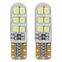 LED lemputės standartinės t10 w5w 12xsmd 2835 12v silikoninis amio-01095