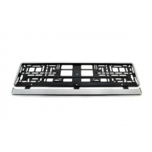 Silver flexible license plate frame amio-01163