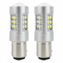 żarówki led canbus 3030 24smd 1157 bay15d p21/ 5w baltas 12v 24v amio-01438