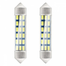 LED lemputės standartinės 3014 18smd festoon c5w c10w c3w 41mm balta 12v amio-01092