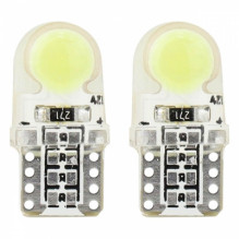 LED lemputės standartinės baltos w5w t10e cob 12v amio-01441