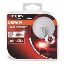 żarówki halogenowe osram h11 12v 55w pgj19-2 night breaker silver+100% / 2szt./ 