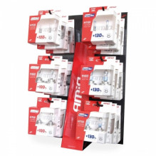A set of 18 sets of Lumitec halogen bulbs with a display
