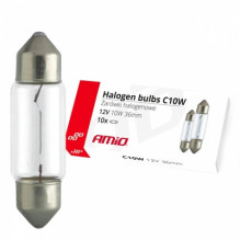 halogen bulbs c10w festoon 36mm 12v 10 pcs. amio-02556