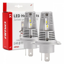 LED car bulbs series x1 h4/ h19 6500k canbus amio-02965
