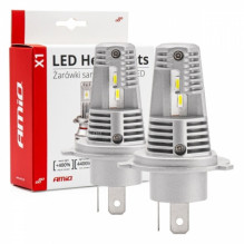 żarówki samochodowe led seria x1 h4/ h19 6500k canbus amio-02965