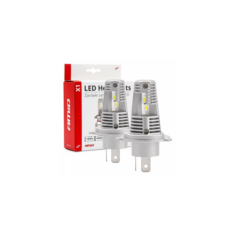 LED car bulbs series x1 h4/ h19 6500k canbus amio-02965