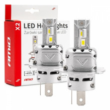 LED automobilių lemputės serija x2 h4/ h19 6500k canbus amio-02972
