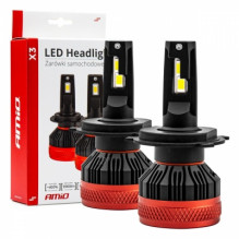LED automobilių lempučių serija x3 h4/ h19 6500k canbus amio-02979