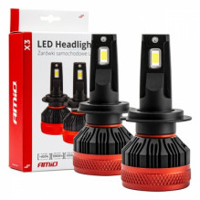 LED automobilių lemputės x3 serija h7 h18 6500k canbus amio-02980