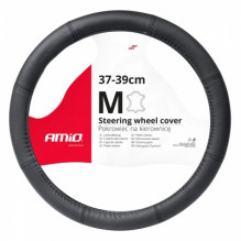 Leather cover car steering wheel cover m 37-39cm swc-48-m amio-03546