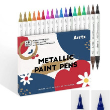 Dvipusiai akriliniai flomasteriai ARRTX, 18 spalvų, metalinių atspalvių