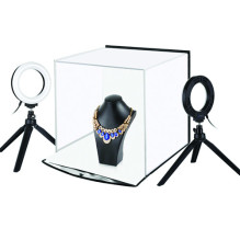 Photography box with a set of ring lamps, 30x30x30cm