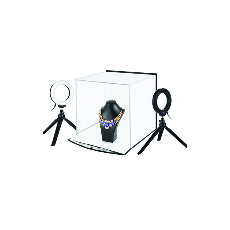 Photography box with a set of ring lamps, 30x30x30cm