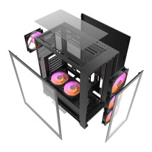 Kompiuterio dėklas Darkflash DRX70 GLASS + 4 RGB ventiliatoriai (juodi)