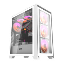 Kompiuterio dėklas Darkflash DRX70 GLASS + 4 RGB ventiliatoriai (balti)