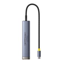 Hub 7w1 Baseus UltraJoy USB-C prie HDMI +2xUSB3.0+PD+SD/ TF+3.5mm (pilka)