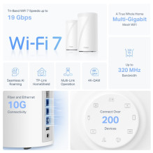 TP-LINK BE19000 Tri-Band Whole Home Mesh WiFi 7 System Deco BE85