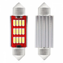 żarówki led canbus 4014 12smd festoon c5w c10w c3w 39mm white 12v 24v amio-01290