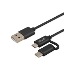 Savio CL-128 USB cable USB 2.0 1 m USB A USB C / Micro-USB A Black